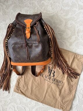 Vintage Boho Bags Louis Vuitton Fringe Backpack
